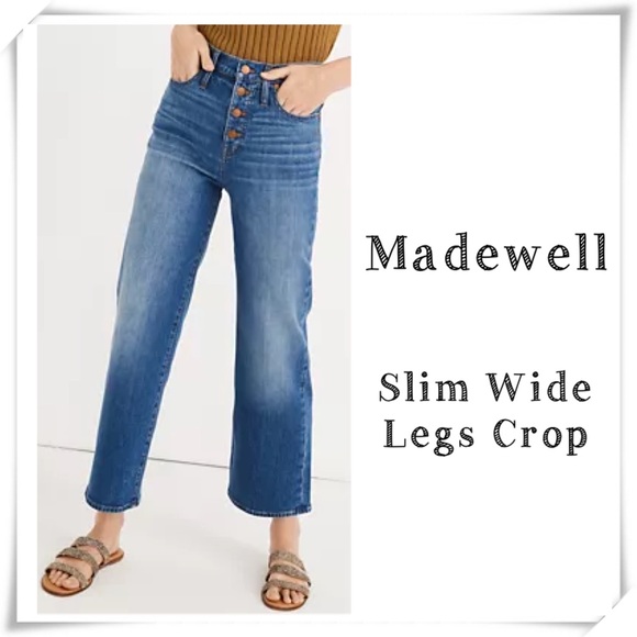 Madewell Denim - Madewell Slim Wide Leg Crop Jeans High Rise Button